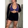 imageAoxjox Womens Long Sleeve Open Front Seamless Shrug Thumb Hole Crop Top Workout CardiganBlack