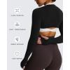 imageAoxjox Womens Long Sleeve Open Front Seamless Shrug Thumb Hole Crop Top Workout CardiganBlack