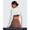 imageAoxjox Womens Long Sleeve Open Front Seamless Shrug Thumb Hole Crop Top Workout CardiganCream White