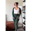 imageAoxjox Womens Long Sleeve Open Front Seamless Shrug Thumb Hole Crop Top Workout CardiganDark Green
