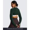 imageAoxjox Womens Long Sleeve Open Front Seamless Shrug Thumb Hole Crop Top Workout CardiganDark Green