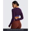 imageAoxjox Womens Long Sleeve Open Front Seamless Shrug Thumb Hole Crop Top Workout CardiganDark Purple