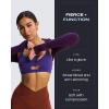 imageAoxjox Womens Long Sleeve Open Front Seamless Shrug Thumb Hole Crop Top Workout CardiganDark Purple