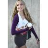 imageAoxjox Womens Long Sleeve Open Front Seamless Shrug Thumb Hole Crop Top Workout CardiganDark Purple