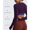 imageAoxjox Womens Long Sleeve Open Front Seamless Shrug Thumb Hole Crop Top Workout CardiganDark Purple