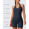 imageAoxjox Womens Sleeveless Hailey Halter Tank Tops Workout Athletics Gym Yoga Curve Longline Crop TopBlueberry
