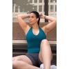 imageAoxjox Womens Sleeveless Hailey Halter Tank Tops Workout Athletics Gym Yoga Curve Longline Crop TopDeep Lagoon