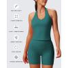 imageAoxjox Womens Sleeveless Hailey Halter Tank Tops Workout Athletics Gym Yoga Curve Longline Crop TopDeep Lagoon