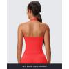 imageAoxjox Womens Sleeveless Hailey Halter Tank Tops Workout Athletics Gym Yoga Curve Longline Crop TopFiery Coral