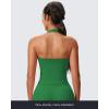 imageAoxjox Womens Sleeveless Hailey Halter Tank Tops Workout Athletics Gym Yoga Curve Longline Crop TopJolly Green
