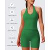 imageAoxjox Womens Sleeveless Hailey Halter Tank Tops Workout Athletics Gym Yoga Curve Longline Crop TopJolly Green