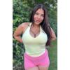 imageAoxjox Womens Sleeveless Hailey Halter Tank Tops Workout Athletics Gym Yoga Curve Longline Crop TopPastel Yellow