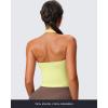 imageAoxjox Womens Sleeveless Hailey Halter Tank Tops Workout Athletics Gym Yoga Curve Longline Crop TopPastel Yellow