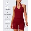 imageAoxjox Womens Sleeveless Hailey Halter Tank Tops Workout Athletics Gym Yoga Curve Longline Crop TopRumba Red