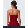 imageAoxjox Womens Sleeveless Hailey Halter Tank Tops Workout Athletics Gym Yoga Curve Longline Crop TopRumba Red