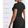 imageAoxjox Womens Workout Short Sleeve TShirts Crew Neck Baby Tee Without Padded Athletic Gym Yoga Crop TopsBlack
