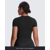 imageAoxjox Womens Workout Short Sleeve TShirts Crew Neck Baby Tee Without Padded Athletic Gym Yoga Crop TopsBlack
