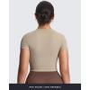 imageAoxjox Womens Workout Short Sleeve TShirts Crew Neck Baby Tee Without Padded Athletic Gym Yoga Crop TopsMink