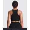 imageAoxjox Womens Workout Sleeveless Tank Tops Crew Neck Racer Back Baby Tee Breathable Without Padded Gym Yoga Crop TopBlack