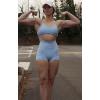 imageAoxjox Womens Workout Sports Bras Fitness Ivy Low Impact Bra Yoga Crop TankAiry Blue