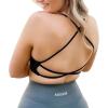imageAoxjox Womens Workout Sports Bras Fitness Ivy Low Impact Bra Yoga Crop TankBlack