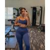 imageAoxjox Womens Workout Sports Bras Fitness Ivy Low Impact Bra Yoga Crop TankNavy
