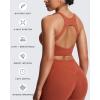 imageAoxjox Womens Workout Sports Bras High Impact Fitness Training Gym Khloe Bra Yoga Crop TankEarthy Brown