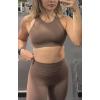 imageAoxjox Womens Workout Sports Bras High Impact Fitness Training Gym Khloe Bra Yoga Crop TankFudge Coffee