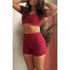 imageAoxjox Workout Biker Shorts for Women Tummy Control High Waisted Athletic Hidden Scrunch Gym Running Yoga Short 45quotRumba Red