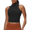 imageAoxjox Womens High Neck Sleeveless Vests Kim Cutout Tank Tops Gym Workout T Shirt TopBlack
