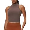 imageAoxjox Womens High Neck Sleeveless Vests Kim Cutout Tank Tops Gym Workout T Shirt TopFudge Coffee