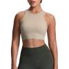 imageAoxjox Womens Workout Sleeveless Tank Tops Crew Neck Racer Back Baby Tee Breathable Without Padded Gym Yoga Crop TopMink