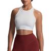 imageAoxjox Womens Workout Sleeveless Tank Tops Crew Neck Racer Back Baby Tee Breathable Without Padded Gym Yoga Crop TopWhite