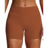 imageAoxjox Workout Biker Shorts for Women Tummy Control High Waisted Athletic Hidden Scrunch Gym Running Yoga Short 45quotDandelion Brown