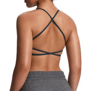imageAoxjox Womens Workout Sports Bras Fitness Ivy Low Impact Bra Yoga Crop TankBlueberry