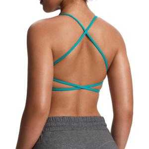 imageAoxjox Womens Workout Sports Bras Fitness Ivy Low Impact Bra Yoga Crop TankCascade Blue