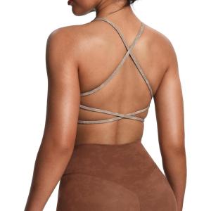 imageAoxjox Womens Workout Sports Bras Fitness Ivy Low Impact Bra Yoga Crop TankCloud Fade Mocha