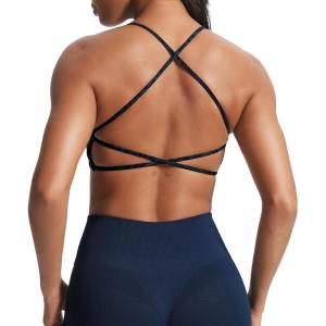 imageAoxjox Womens Workout Sports Bras Fitness Ivy Low Impact Bra Yoga Crop TankMidnight Leaf Print