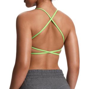 imageAoxjox Womens Workout Sports Bras Fitness Ivy Low Impact Bra Yoga Crop TankParadise Green