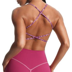 imageAoxjox Womens Workout Sports Bras Fitness Ivy Low Impact Bra Yoga Crop TankPurple Leaf Print