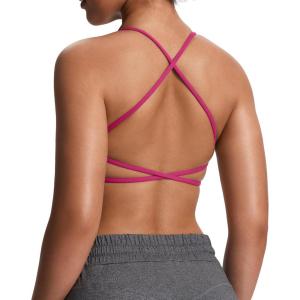 imageAoxjox Womens Workout Sports Bras Fitness Ivy Low Impact Bra Yoga Crop TankRose Red