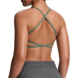 imageAoxjox Womens Workout Sports Bras Fitness Ivy Low Impact Bra Yoga Crop TankSage Green