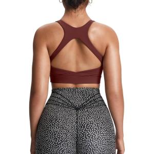 imageAoxjox Womens Workout Sports Bras High Impact Fitness Training Gym Khloe Bra Yoga Crop TankBurgundy Reddish Brown