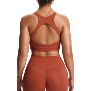 imageAoxjox Womens Workout Sports Bras High Impact Fitness Training Gym Khloe Bra Yoga Crop TankEarthy Brown