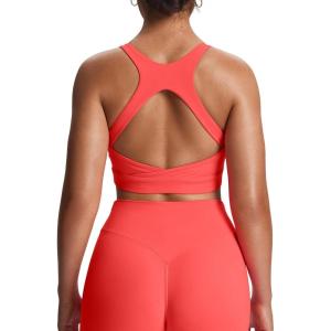 imageAoxjox Womens Workout Sports Bras High Impact Fitness Training Gym Khloe Bra Yoga Crop TankFiery Coral