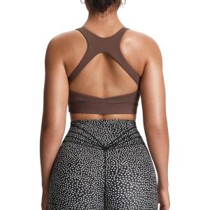 imageAoxjox Womens Workout Sports Bras High Impact Fitness Training Gym Khloe Bra Yoga Crop TankFudge Coffee