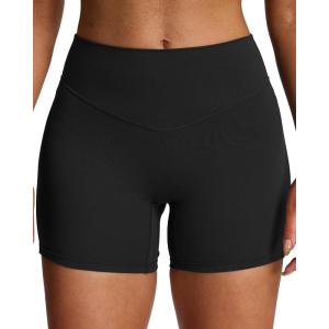 imageAoxjox Workout Biker Shorts for Women Tummy Control High Waisted Athletic Hidden Scrunch Gym Running Yoga Short 45quotBlack