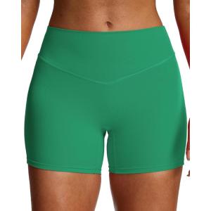 imageAoxjox Workout Biker Shorts for Women Tummy Control High Waisted Athletic Hidden Scrunch Gym Running Yoga Short 45quotParakeet Green
