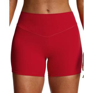imageAoxjox Workout Biker Shorts for Women Tummy Control High Waisted Athletic Hidden Scrunch Gym Running Yoga Short 45quotRumba Red