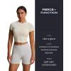 imageAoxjox Impact Seamless Workout Biker Shorts for Women Hidden Scrunch LowHigh Waisted Athletic Running Yoga Short 45quot5quotFeather Beige